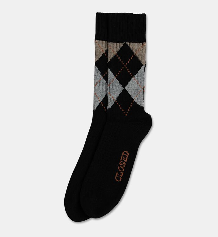 Closed Argyle Knit Socks, Black, L, Packshot View