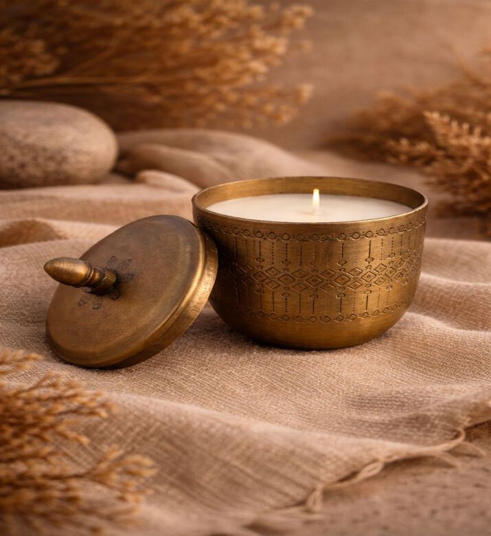 Tohfa Luxe Zariya Brass Lemongrass Candle, Packshot View