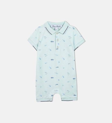Sharks Illustration Short Jumpsuit