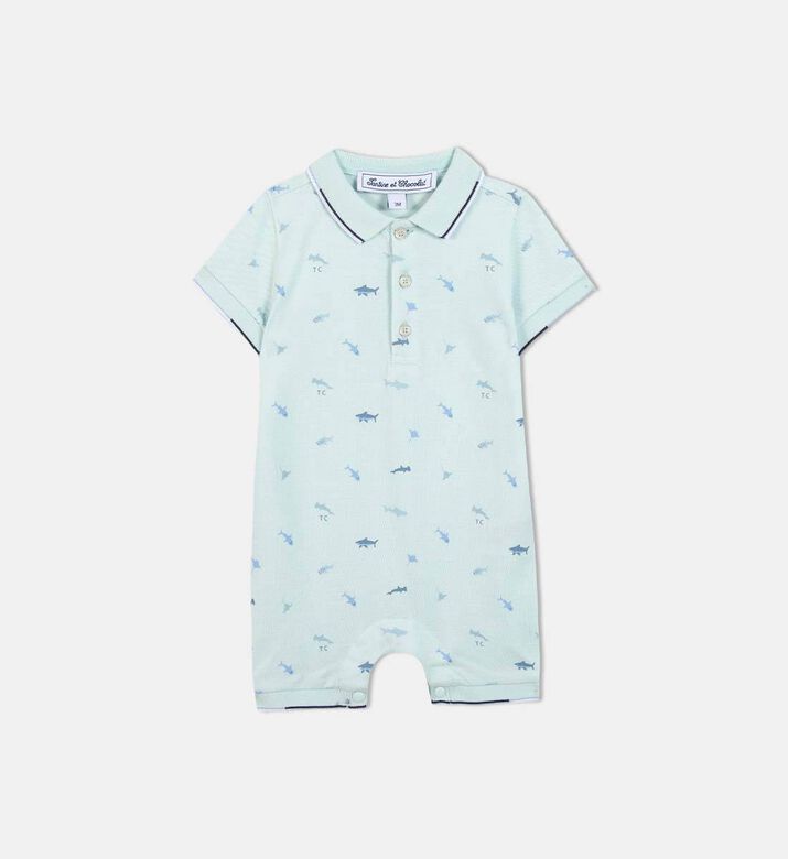 Sharks Illustration Short Jumpsuit