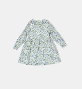 فستان واسع برقبة مكشكشة بطبعة أزهار