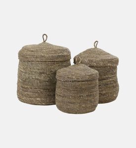 مجموعة تخزين سلة بغطاء من مانجالا