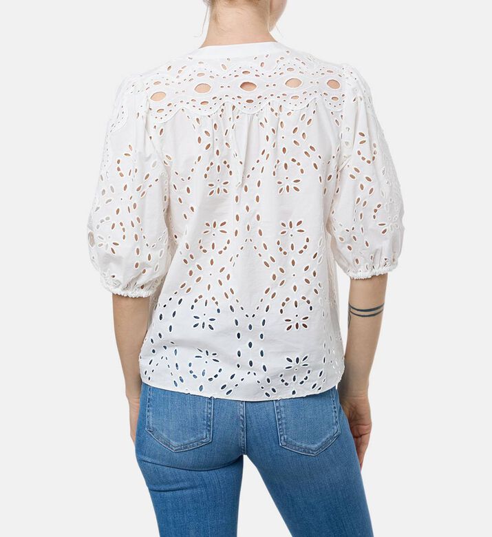Ba and Sh Eyelet-details Elbow-length Sleeves Blouse, Model View