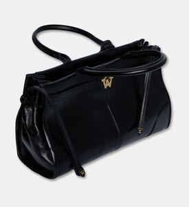 Manc Leather Structured Top-handle Bag, Black, Packshot View