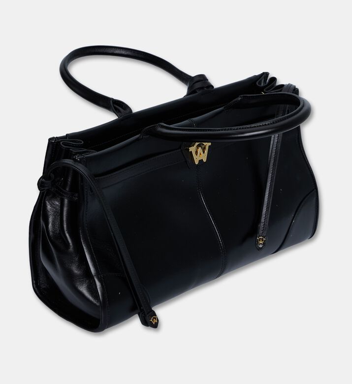 Manc Leather Structured Top-handle Bag, Black, Packshot View