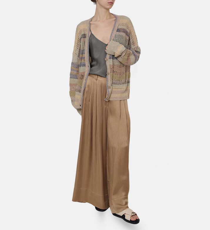 Multicolor Stripes Open-knit Cardigan