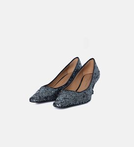 حذاء بكعب مغطى بترتر