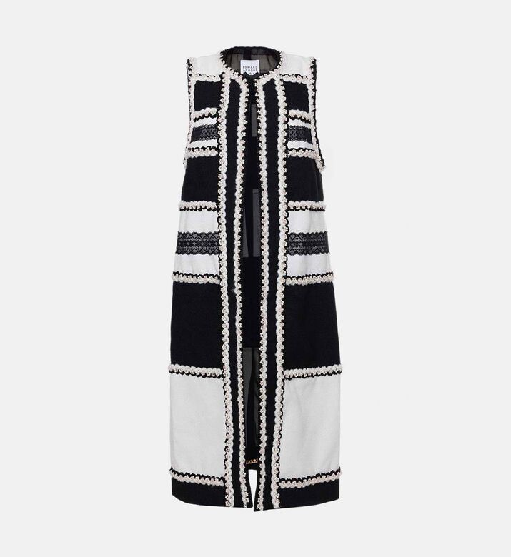 Edward Achour Paris Textured Sleeveless Long Vest, Packshot View