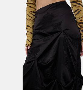 Ganni Satin Floral-print Flared Skirt, Model View