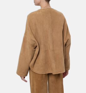 Forte-Forte Suede Leather Long-sleeve Kimono, Model View