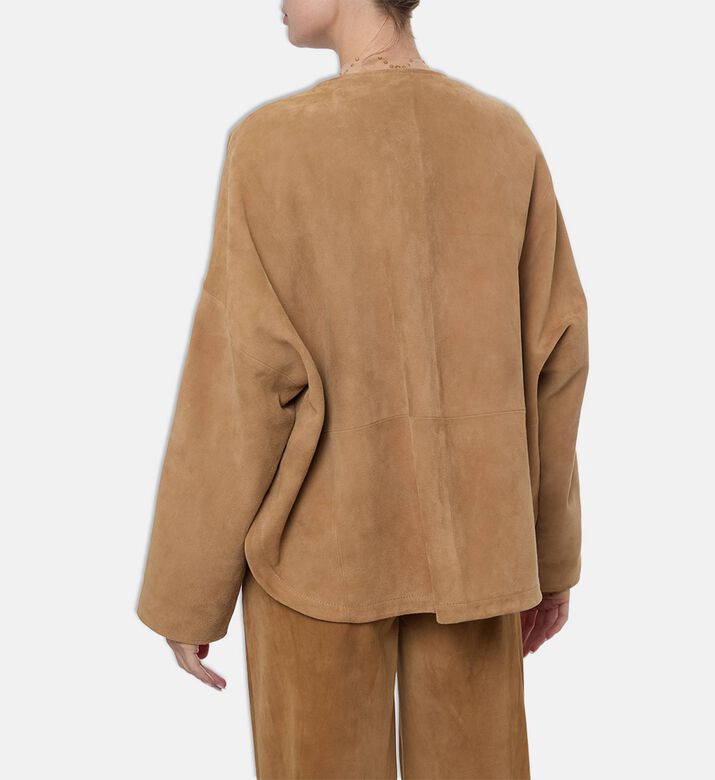 Forte-Forte Suede Leather Long-sleeve Kimono, Model View