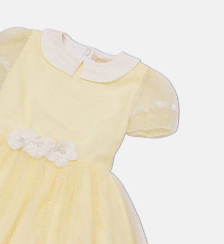 فستان مزين بأحجار الراين بأكمام قصيرة