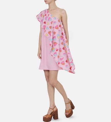 Pinwheel One-shoulder Ruffled Short Dress