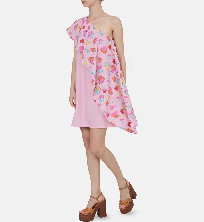 Pinwheel One-shoulder Ruffled Short Dress