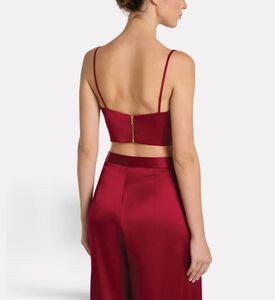 Savanna Draped Fitted Crop Top, Burgundy, S, Model View