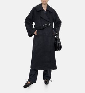 Ganni Double Face Long-sleeve Coat, Model View