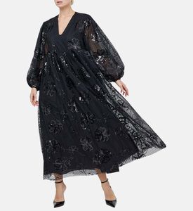 Tulle Floral-embroidery Maxi Dress