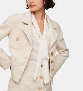 جاكيت قزحي اللون تويد قصير