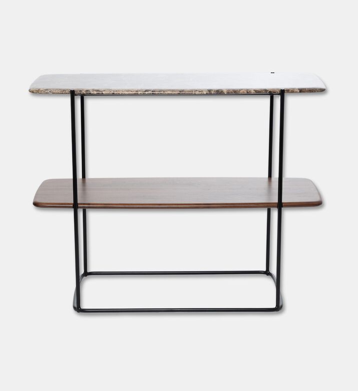 Home Deco and More Shard Single 2-shelves Shelving Unit, Walnut, Packshot View