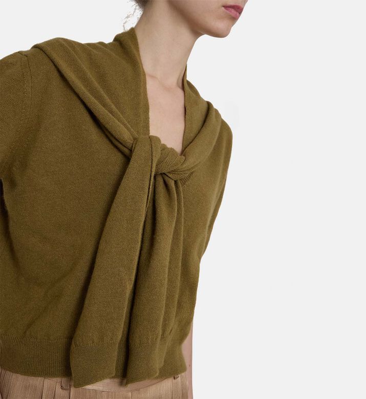 Neck Tie-detail Short-sleeve Sweater