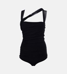 Nensi Dojaka Draped Shoulder Ruched Bodysuit, Packshot View