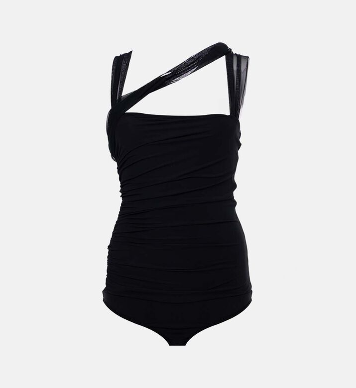 Nensi Dojaka Draped Shoulder Ruched Bodysuit, Packshot View
