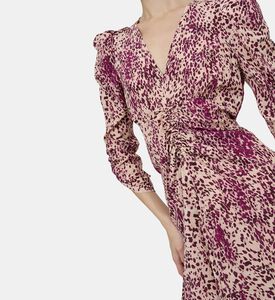 Albini Gathered Silk Blend Midi Dress