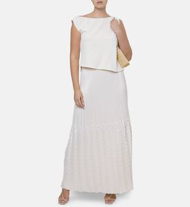 Blue For Burgundy Zigzag Straight-cut Pleated Maxi Skirt, Model View