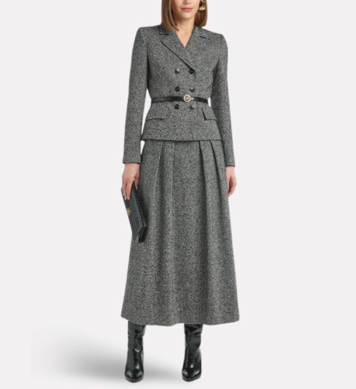 Luisa Spagnoli Falar Textured A-line Midi Skirt, Model View