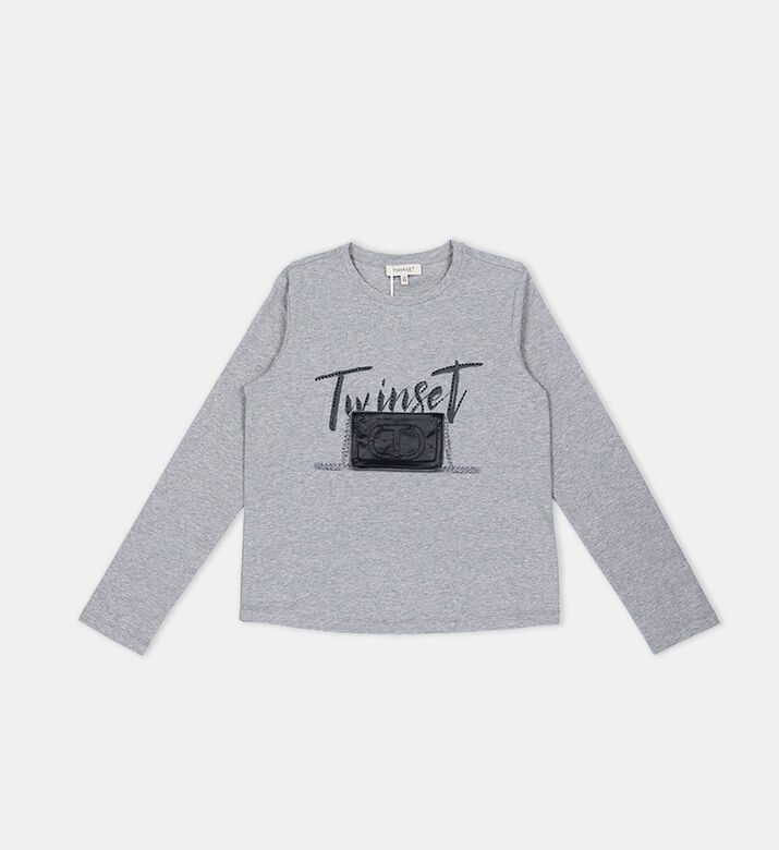 Pocket-detailed Rhinestone Embellished Sweater
