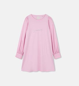 فستان قطن انترلوك بأكمام حريرية