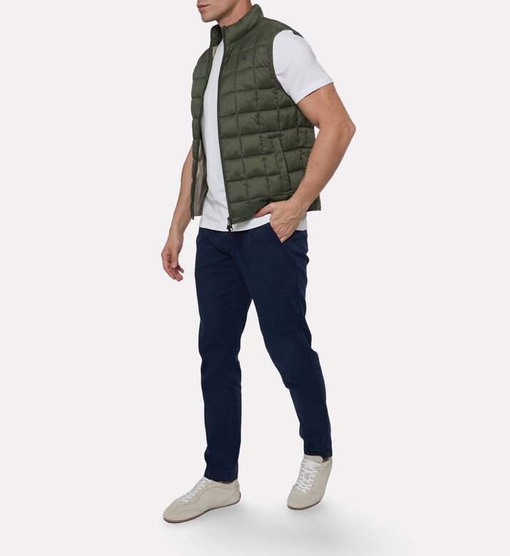 Hackett London Ultra-high Neck Zip Fastening Vest, Green, M, Model View
