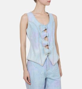 Fairouz Printed Denim Vest