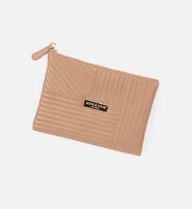 حقيبة أنيقة جلد مبطنة بلون فول سوداني