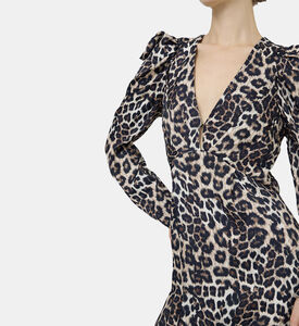 فستان متوسط بلون كريمي طبيعي