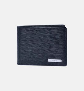 محفظة جلدية ذات علامة تجارية فضية اللون