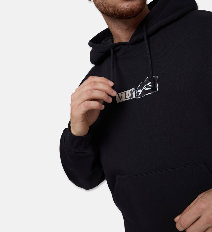Y-3 Logo-print Kangaroo Pocket Hoodie, Model View