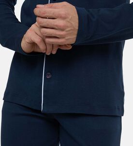 Contrast Piping Long Pajama Set