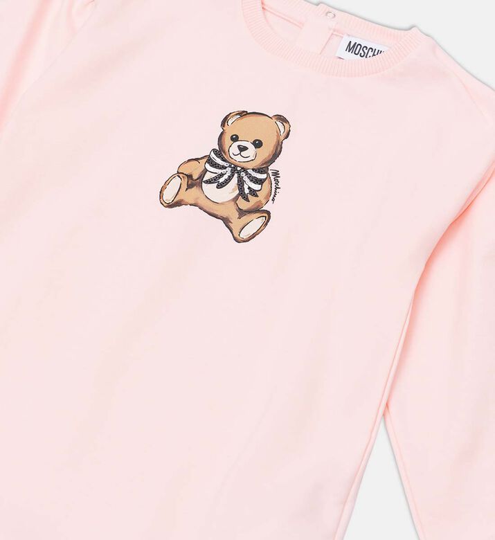 Teddy Bear Logo Ruffle Hem Long-sleeve Dress Teddy Bear Logo Ruffle Hem Long-sleeve Dress