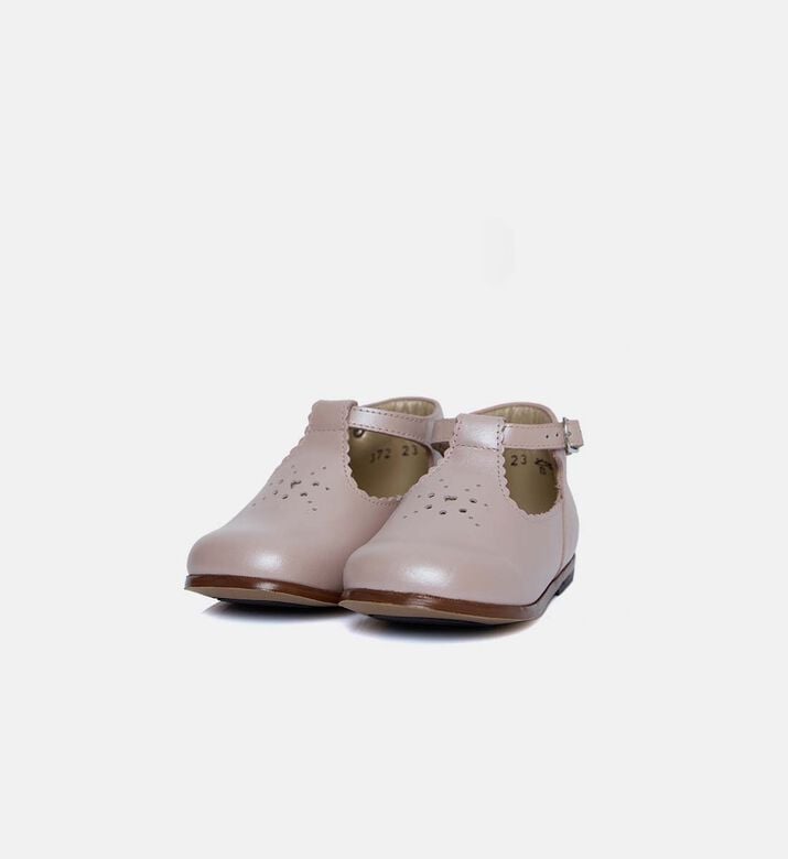 T-bar Cut-out Scalloped Edge Shoes