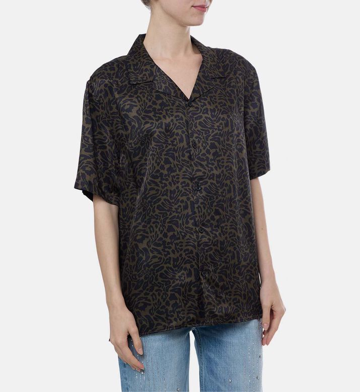 Animal-print Camp Collar Shirt