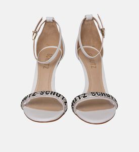 كعب جلدي بحزام كريستالي