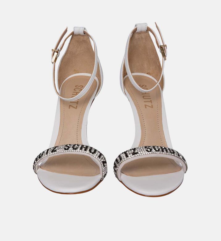 Leather Crystal Strap Heels