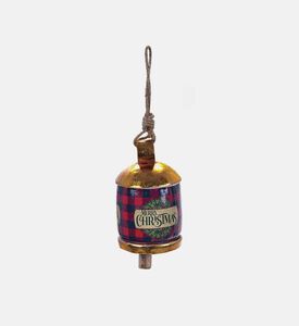 Bruco Painted Bell Ornament Merry, Red, 8x14-cm, Packshot View