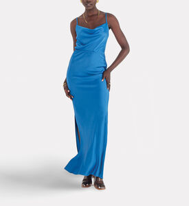 Savanna Essential Satin Midi Skirt, Blue, L, Model View