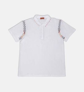 قميص بولو قصير الأكمام قطن بحواف متعرجة