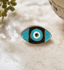 Noorena Evil Eye Gold Glazed Ceramic Magnet, Model View