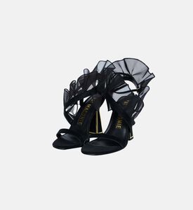 حذاء بكعب عالي مزين بكشكشة شبكية