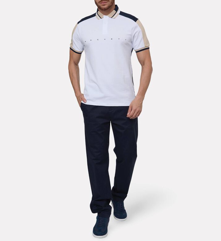 Hackett London Two-tone Logo-print Short-sleeve Polo, White, S, Model View