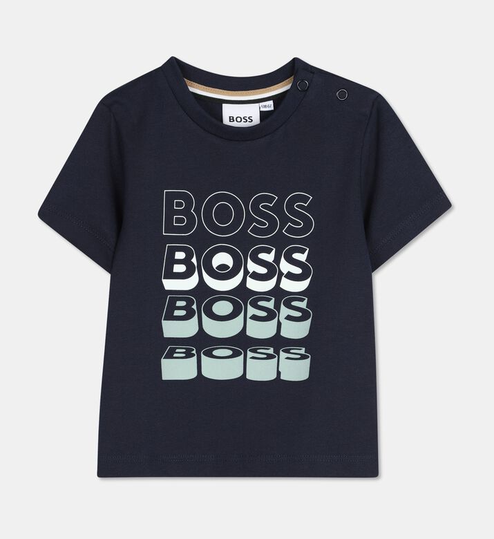 Boss Multi-logo Jersey T-shirt, Blue, 18m, Packshot View